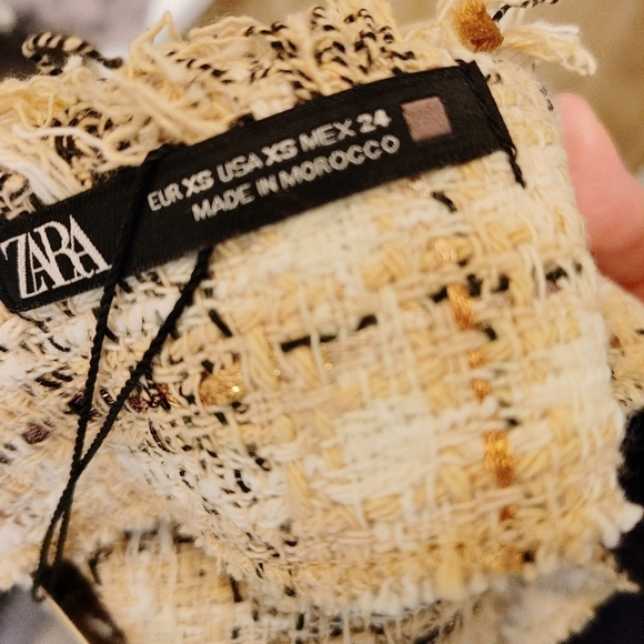 ZARA Tweed Plaid Mini Dress with Faux Leather Pockets | NWT XS - Picture 10 of 13